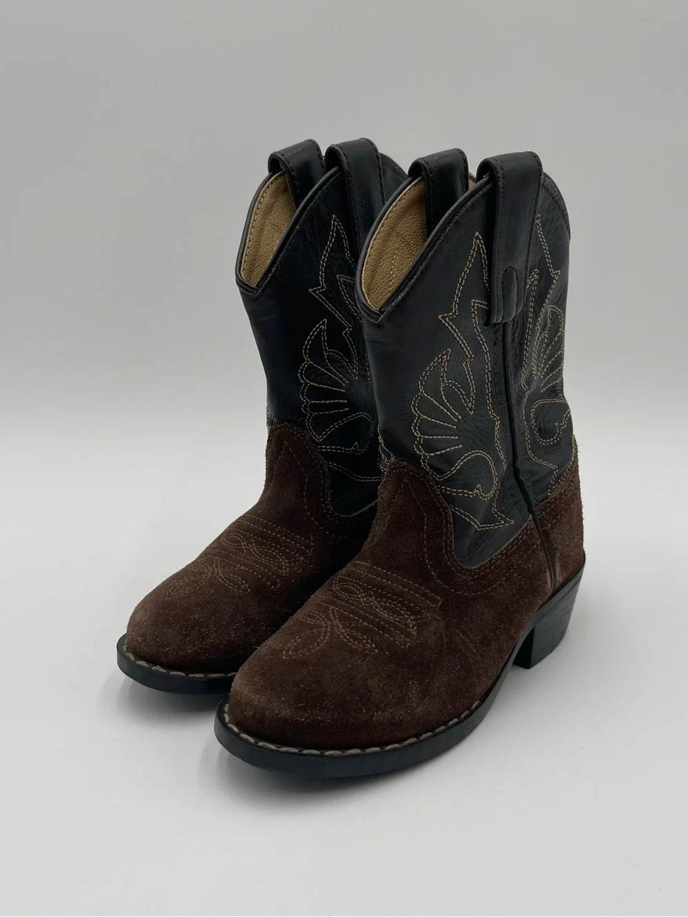 Masterson Boot Co Kids Cowboy Boots Size 9 Brown Suede Leather Western Pull On